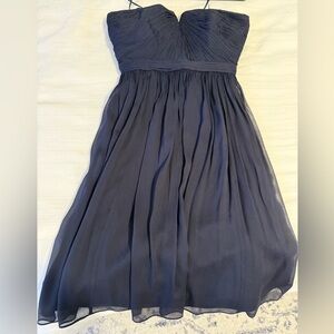 Jcrew navy strapless chiffon dress. Like new